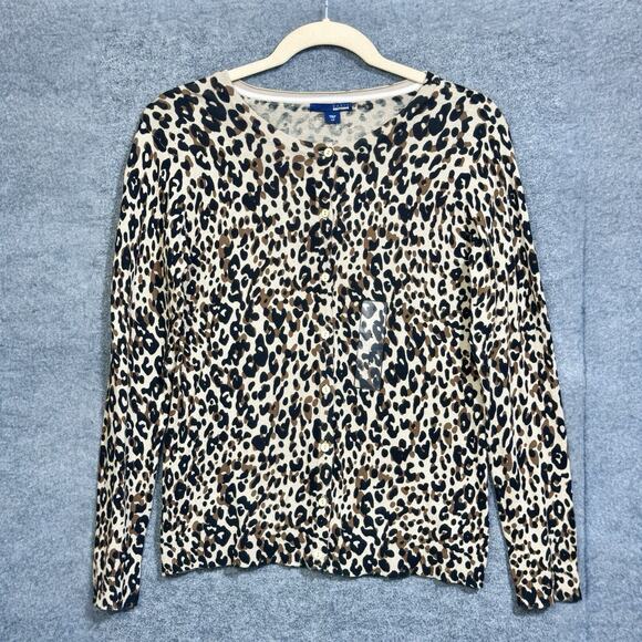 Animal Leopard Print Cardigan Sweater Long Sleeve L Lightweight Button Mob Wife - Picture 5 of 14